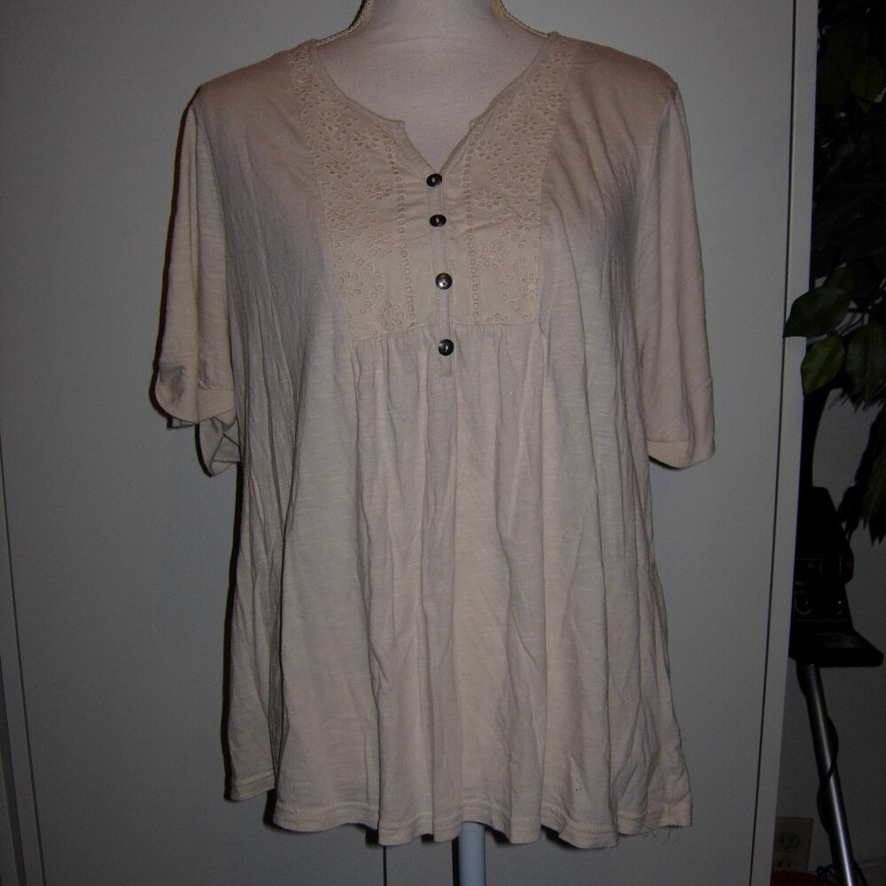 Croft & Barrow Cream Top 1X
